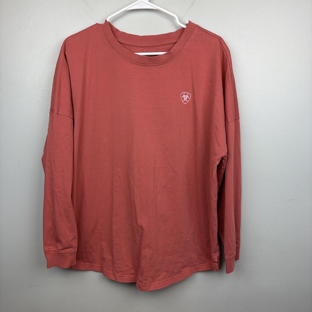 Ariat Shirt Womens XL Red Oversize Fit Long Sleeve Western Graphic‎ Back